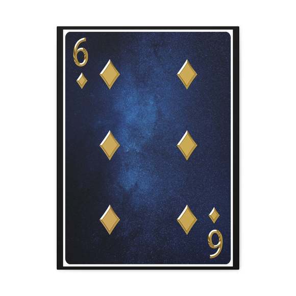 Six Of Diamonds Space Background Playing Card Canvas Wall Art for Home Decor Rea